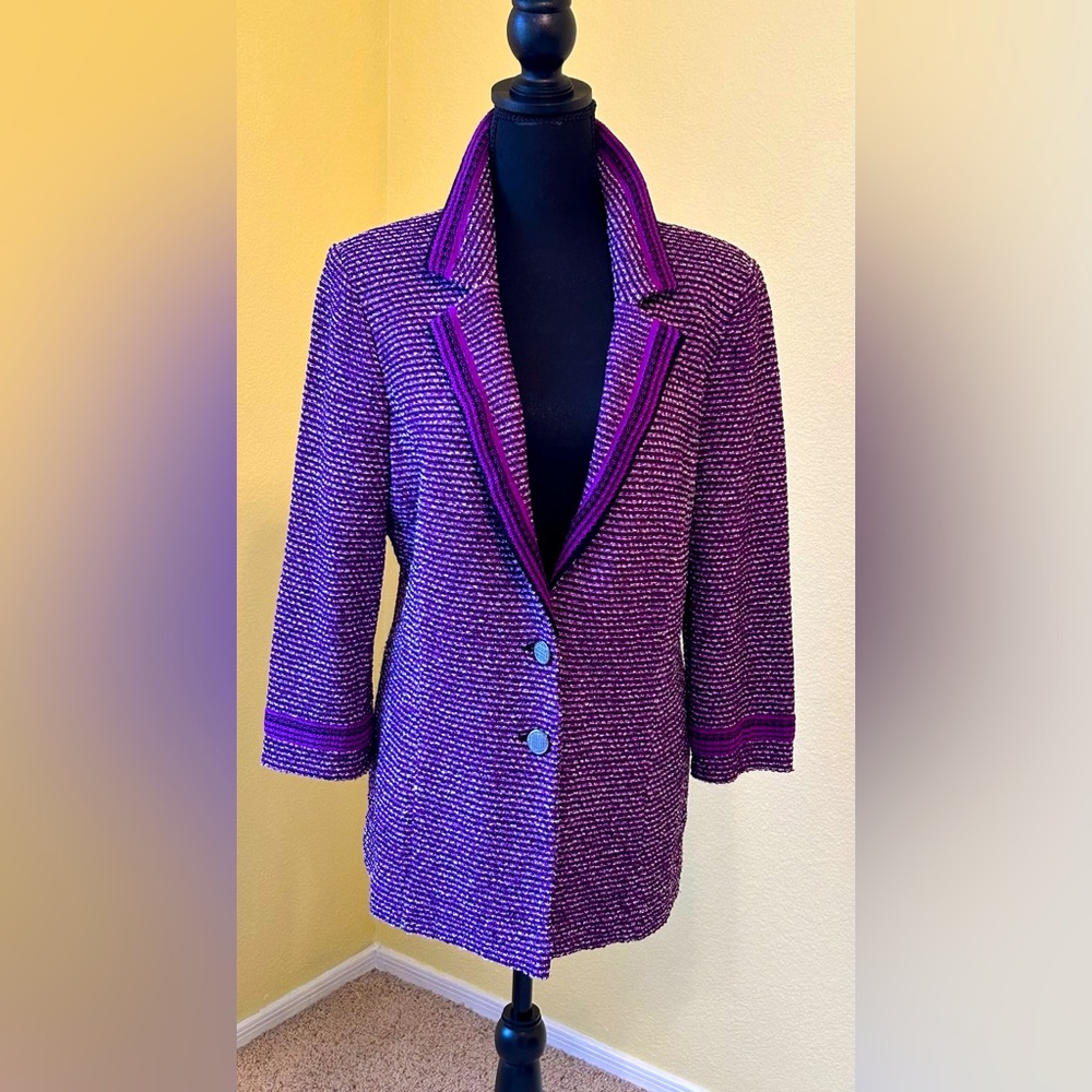 Misook knit purple blazer.